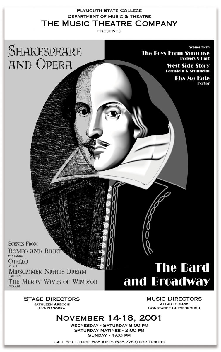 Poster for two Shakespeare Performances at Plymouth State College